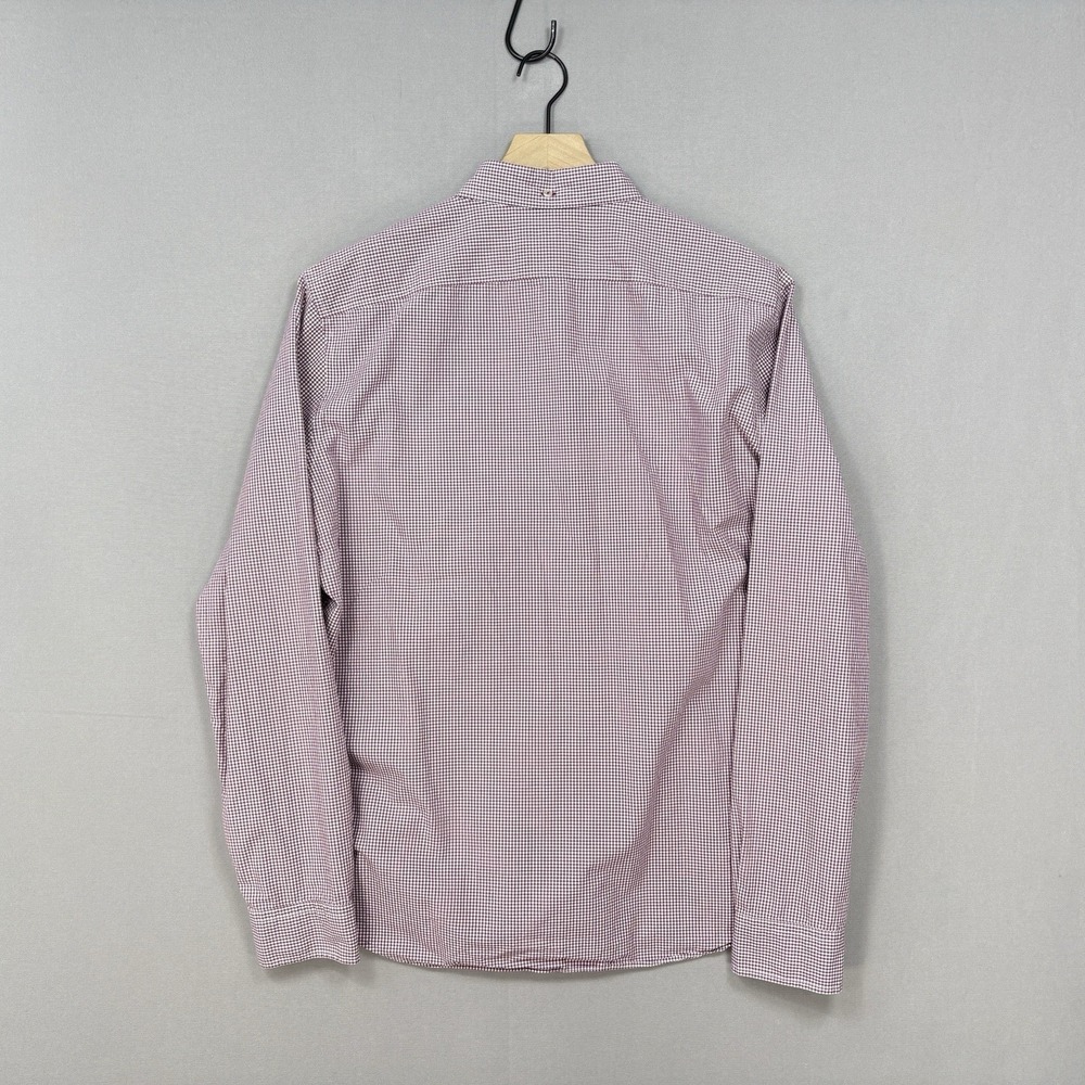 Burberry Brit Button Down Shirt Mens XL Burgundy Gingham Embroidered Logo Pocket - Picture 7 of 16